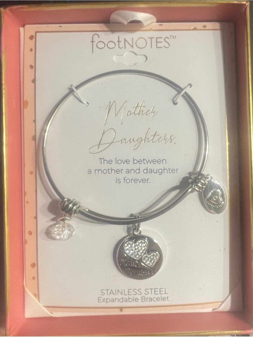 Footnotes Mother Daughter Stainless Steel Expandable Bracelet - Silver